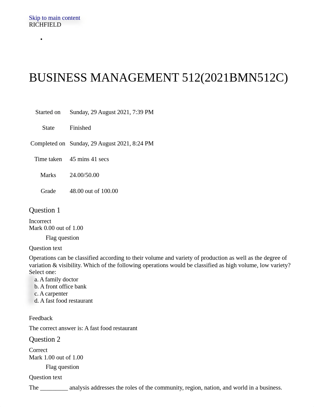 2021 CA Test 1 _ BUSINESS MANAGEMENT 512(2021BMN512C)_ Review Questions_ Attempt review.html_d7dtpc5zzqj_page1