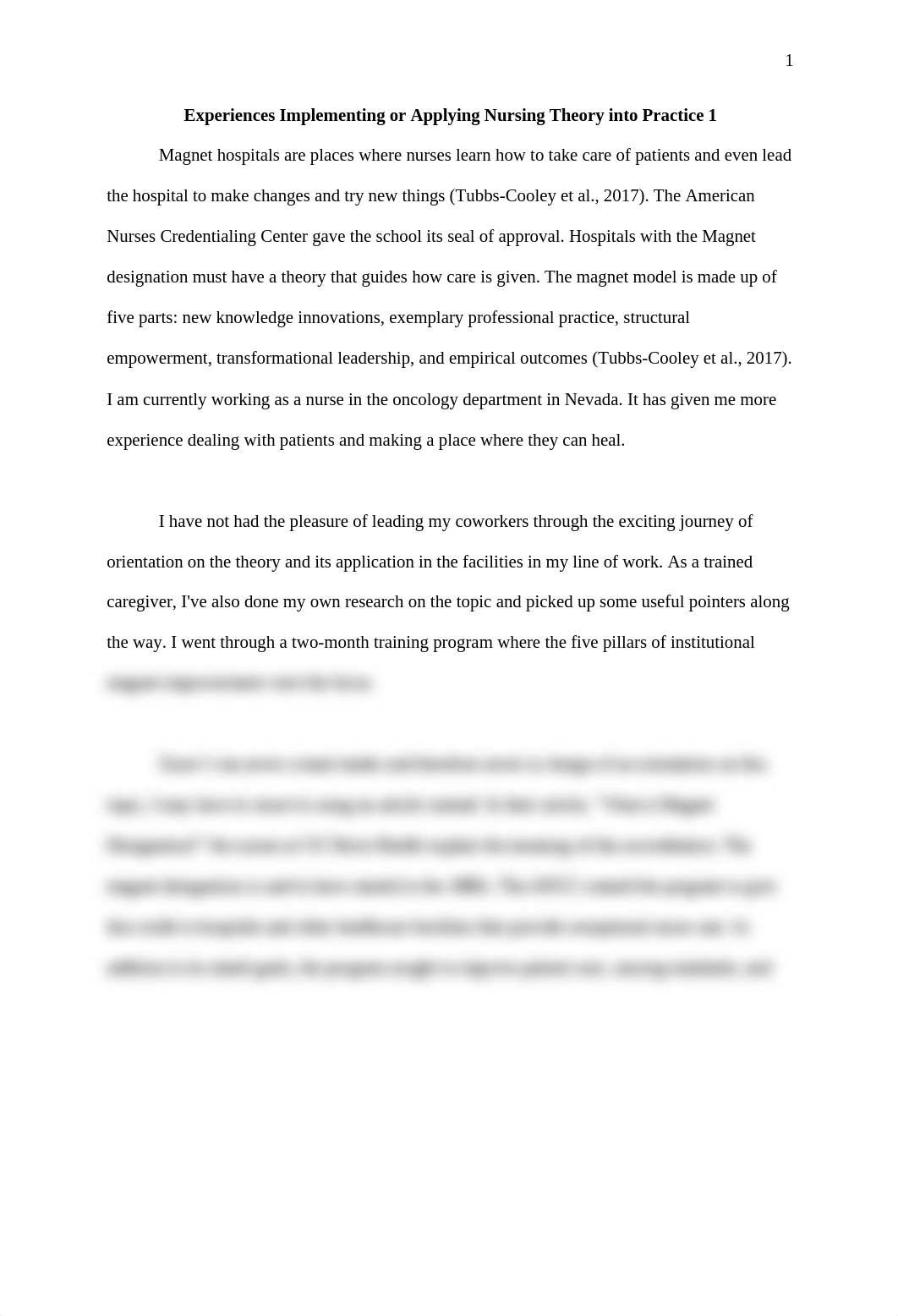 Experiences Implementing or Applying Nursing Theory into Practice 1.docx_d7dubz4wzjm_page1