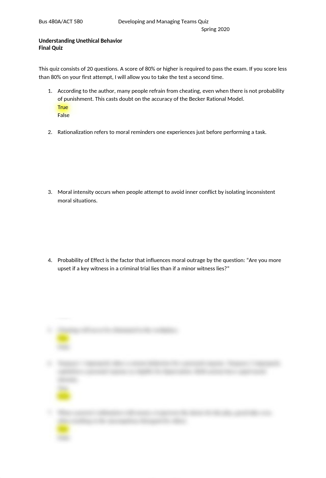 Unethical Behavior True_False Exam Booklet.docx_d7e1p07ld6e_page1