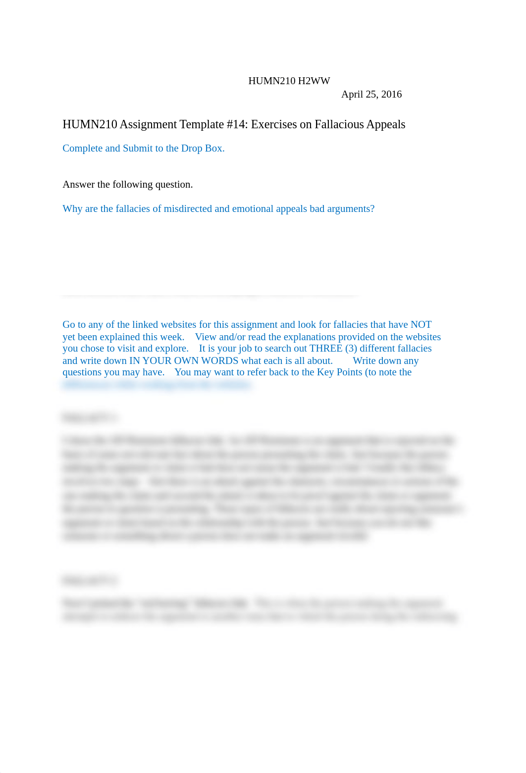 HUMN210 Assignment Template #14 Exercises on Fallacious Appeals.docx_d7e38yg5hzt_page1