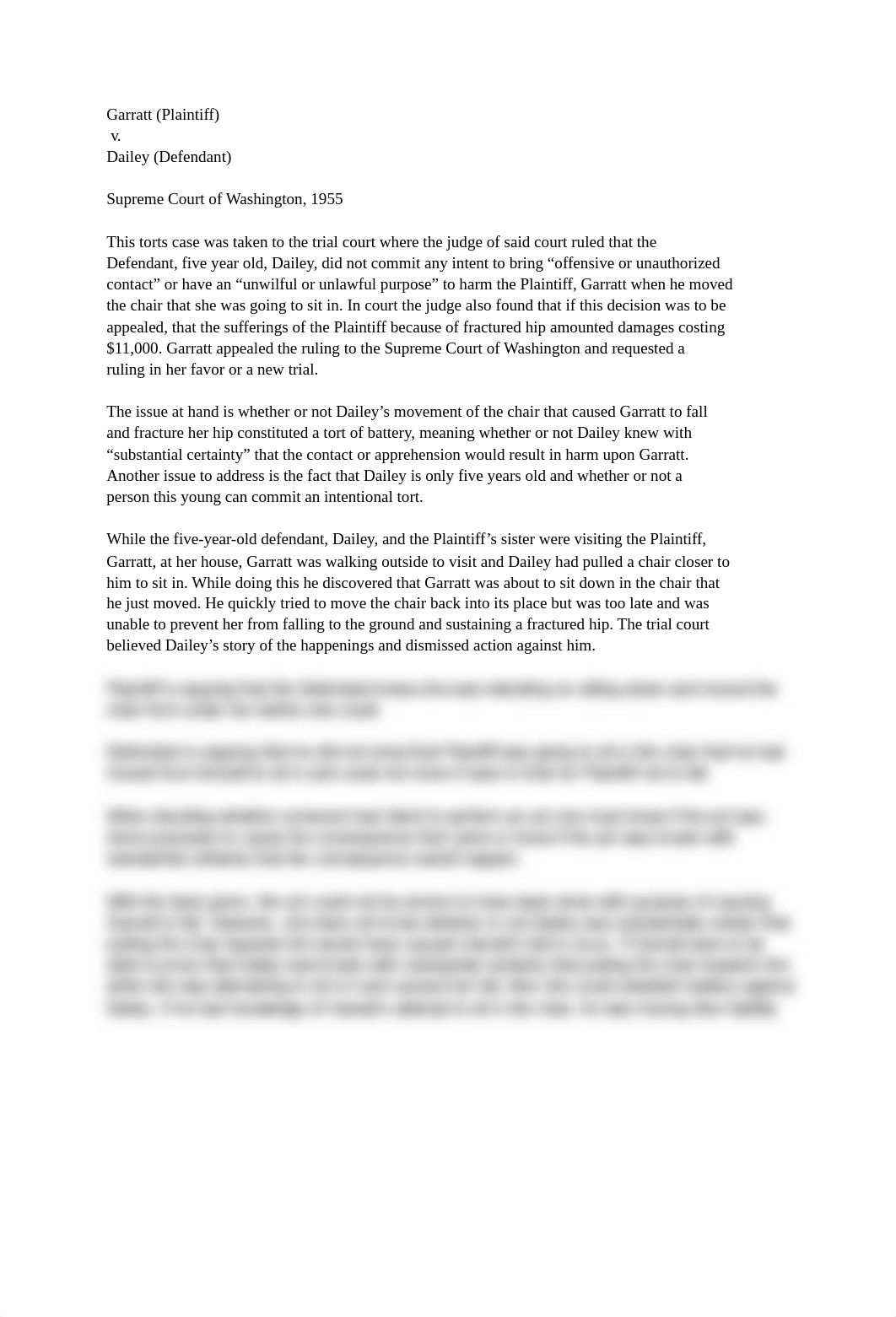 Garratt v Dailey, Spivey v Battaglia Case briefs.docx_d7ero1owmhc_page1