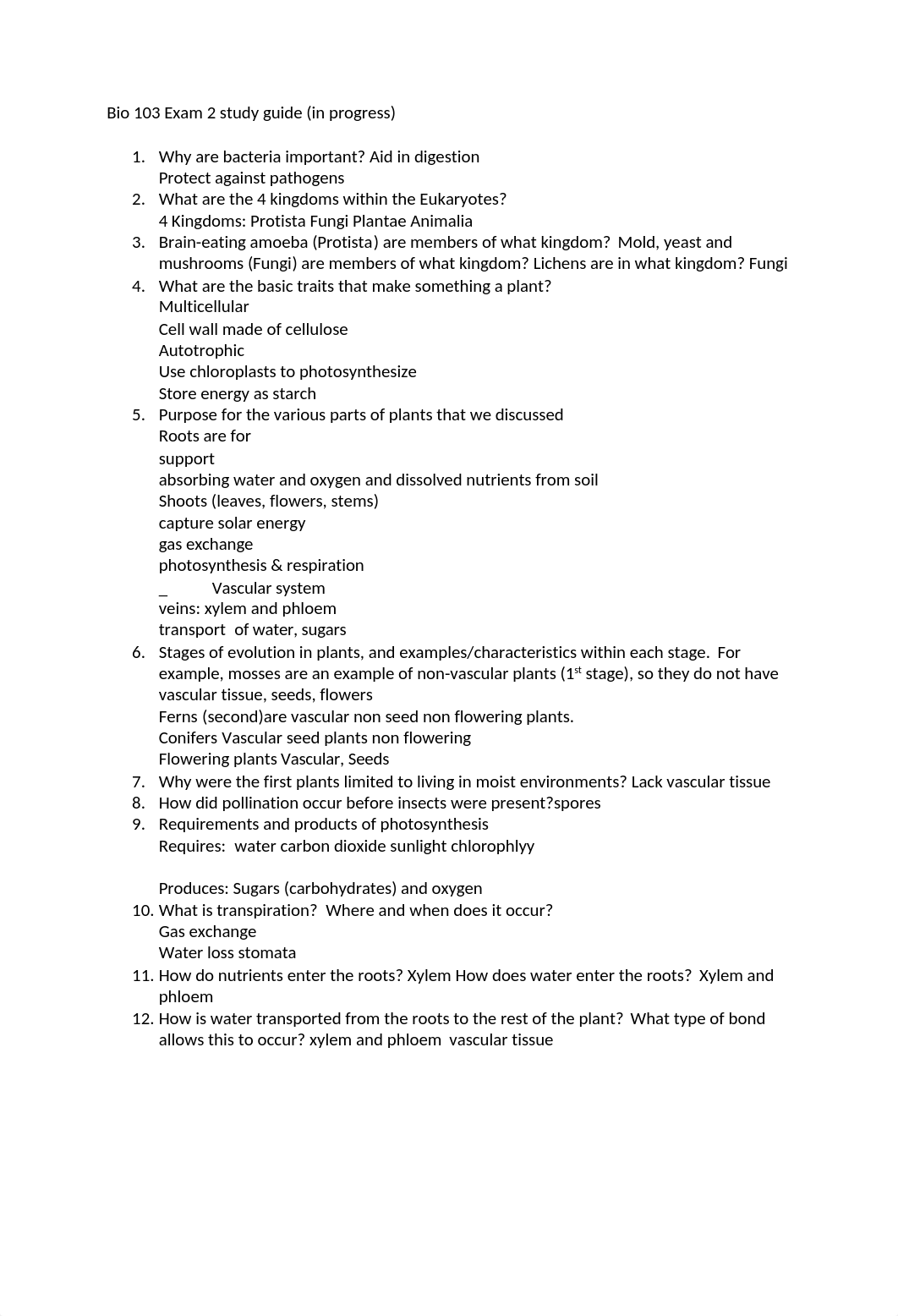 Bio 103 Exam 2 study guide part 2.docx_d7f9ftt10es_page1