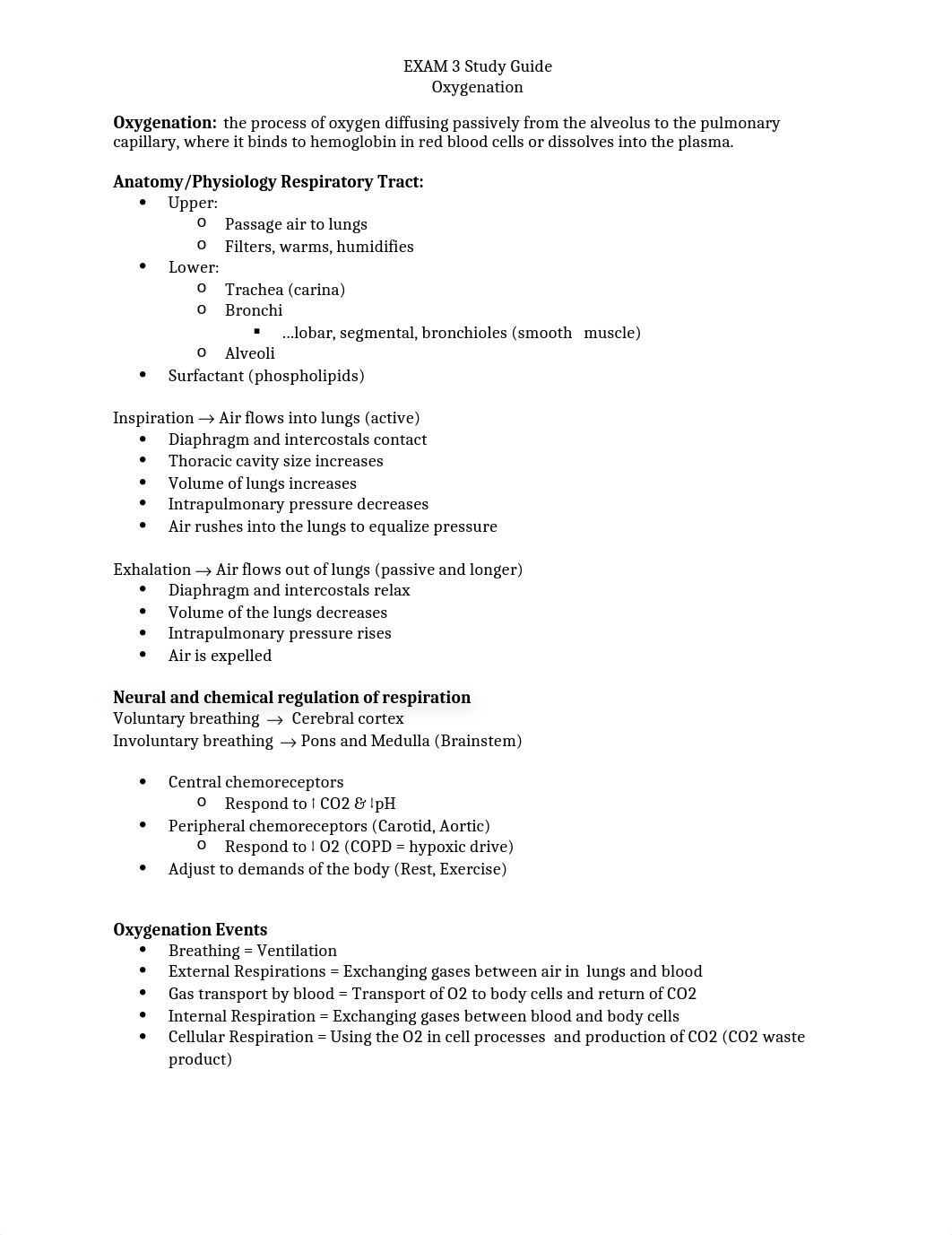 EXAM 3 Study Guide Oxygenation_d7fazhzfith_page1