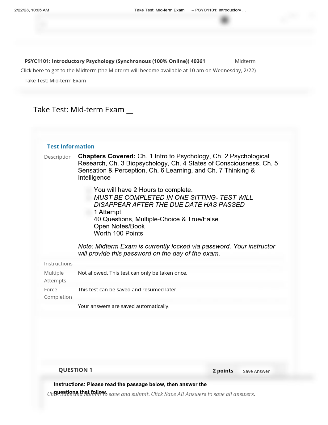 Take Test_ Mid-term Exam __ - PSYC1101_ Introductory .._.pdf_d7gt3f5sj58_page1