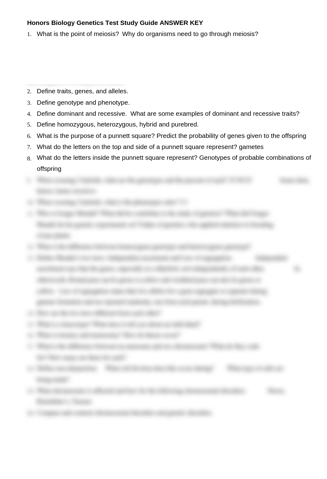 Honors Biology Genetics Test Study Guide ANSWER KEY_d7h8cwcaknc_page1