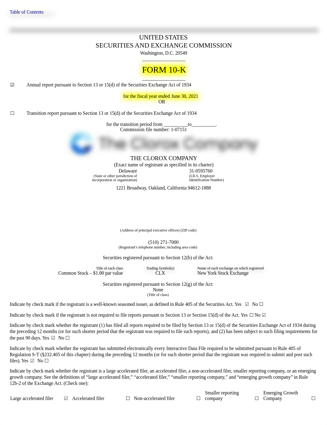 Clorox 2021 10k Annual Report Highlighted (1).rtf_d7h8iu3ofet_page1