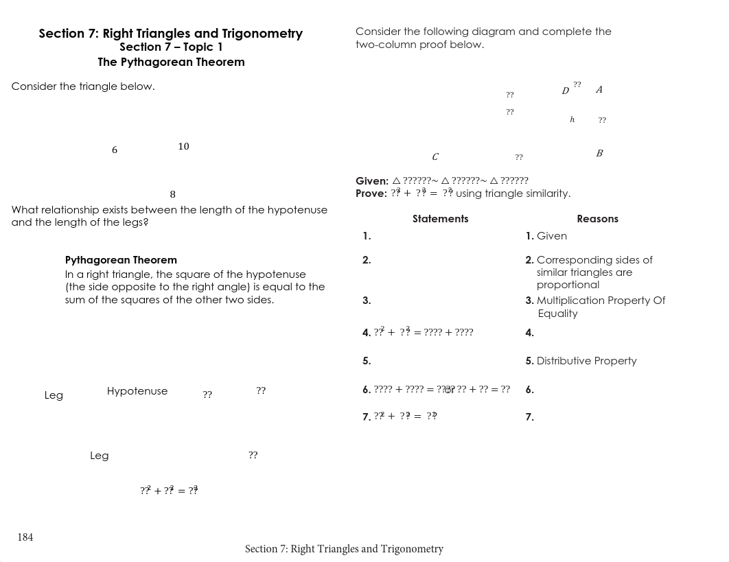 Section 7  Right Triangles and Trigonometry (Workbook) (1).pdf_d7i09alg7kv_page1