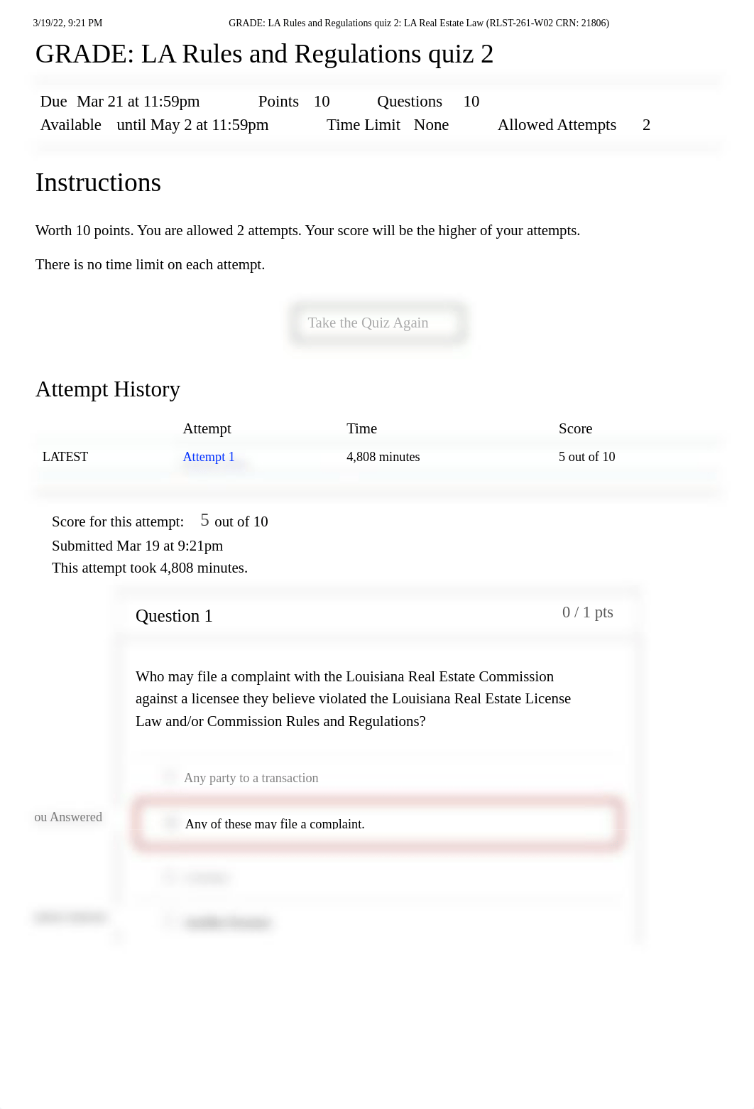 GRADE_ LA Rules and Regulations quiz 2_ LA Real Estate Law (RLST-261-W02 CRN_ 21806).pdf_d7i4qqbxrxj_page1