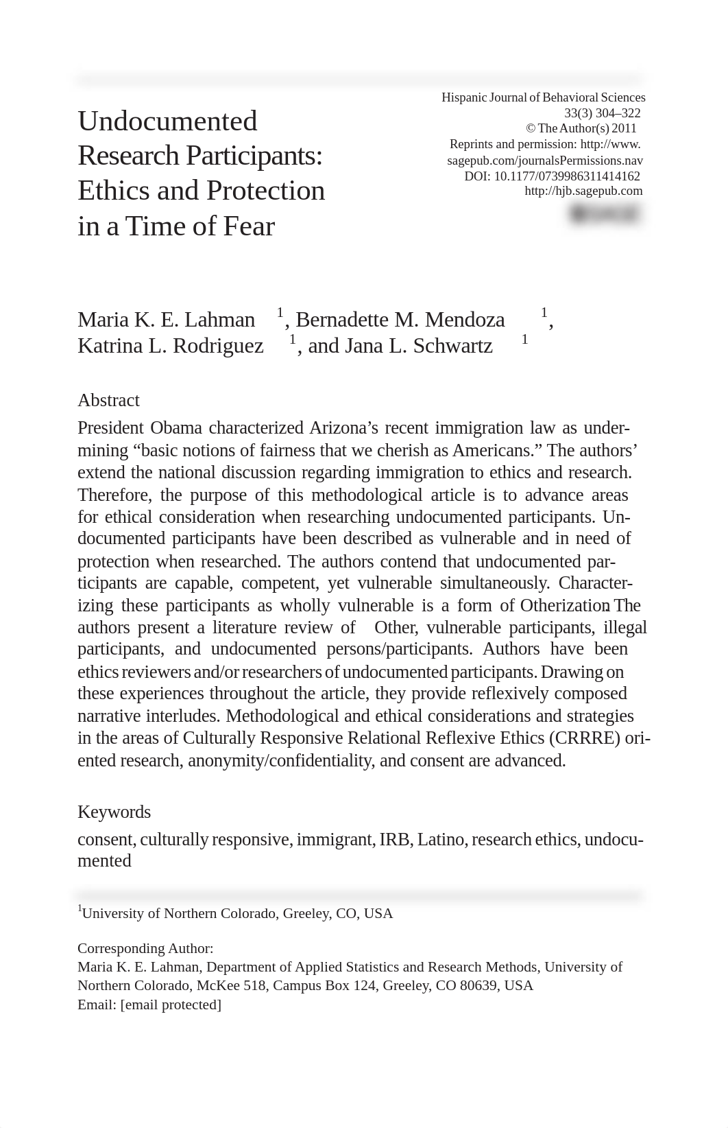 Undocumented Research Participants: Ethics and Protection in a Time of Fear .pdf_d7ibpsfh8xs_page1