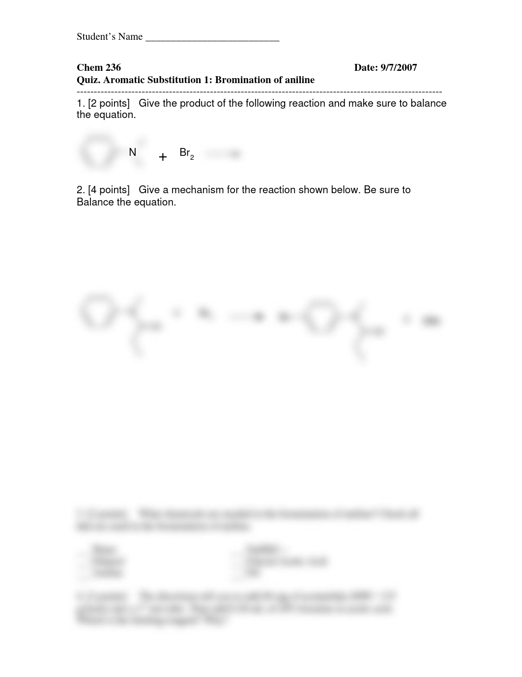 Quiz Bromination of aniline Chem 236_d7iq9kgay5q_page1