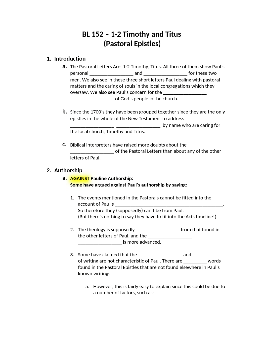 11 - Pastoral Epistles (1,2 Timothy, Titus) - Student Notes NT2 Joslin.docx_d7iuzy99ksp_page1