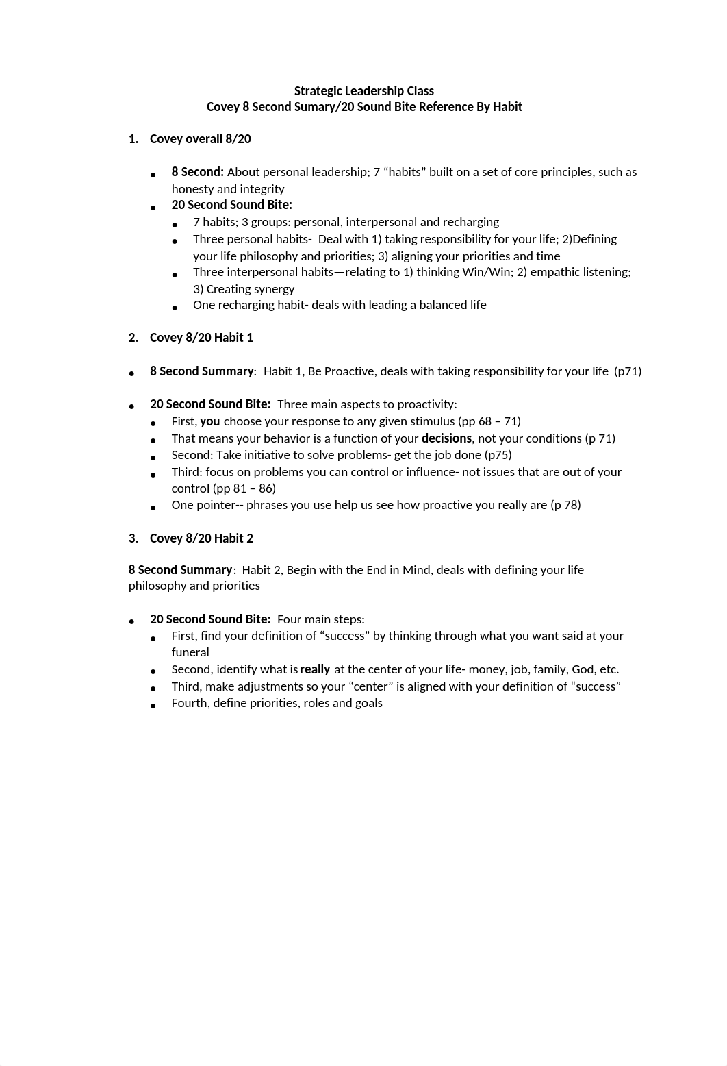 Covey 8 Second Summary  20 Second Sound Bite Refernce Sheet (1).doc_d7jps5rhm00_page1