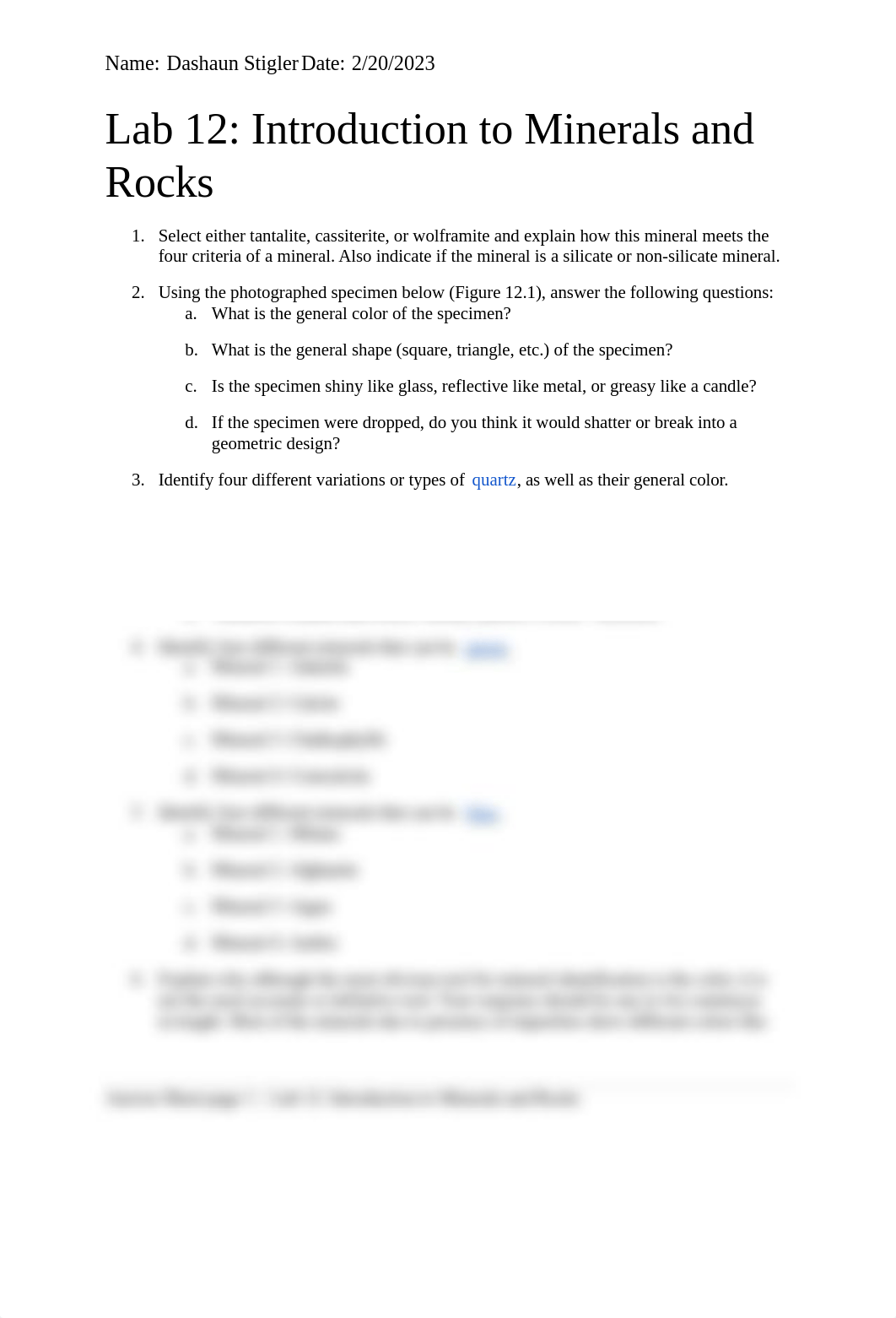 Copy of Lab 12. Introduction to Minerals and Rocks (Answer Sheet) (1).pdf_d7k4zz5mijb_page1