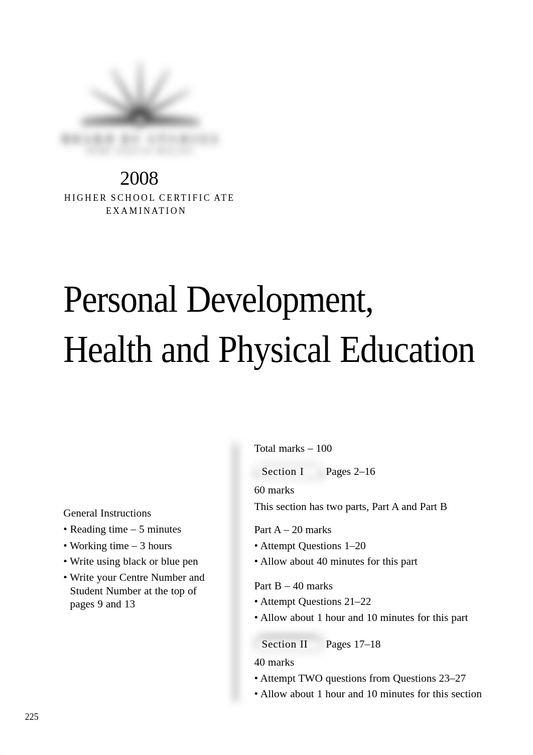 ✓ 2008 HSC Exam Paper - Personal Development, Health and Physical Education.pdf_d7l09rg3uuw_page1