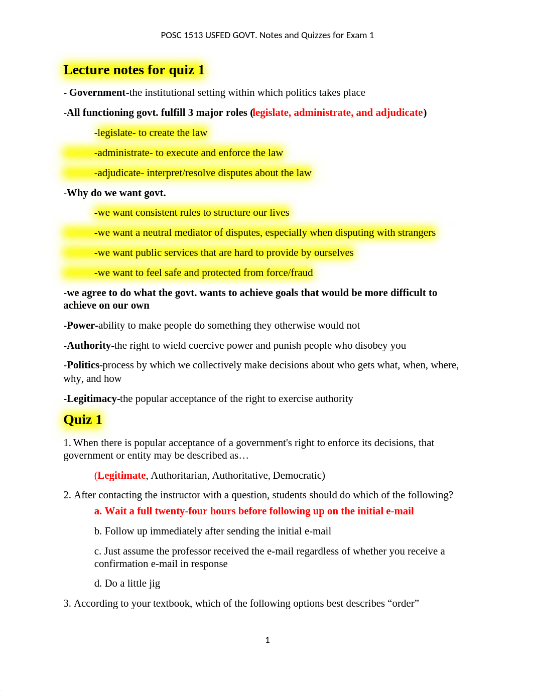 POSC 1513 U.S. FED. GOVT. Notes and Quizzes for Exam 1.docx_d7maci88afq_page1