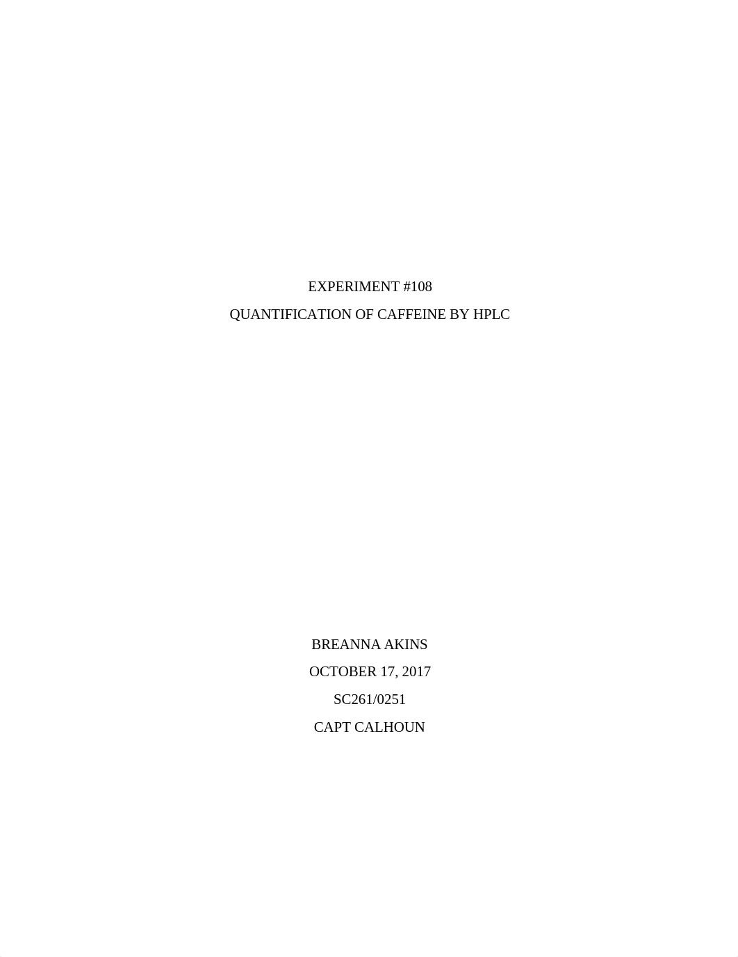 Exp 108 Quantification of Caffeine by HPLC .docx_d7me7b3719e_page1