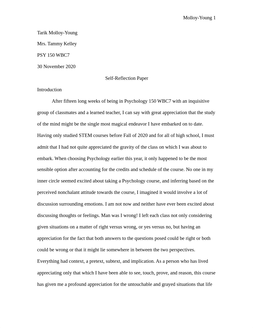 Self-Paper Psychology PSY 150 WBC7 - Tarik Molloy-Young.docx_d7mpldphkin_page1