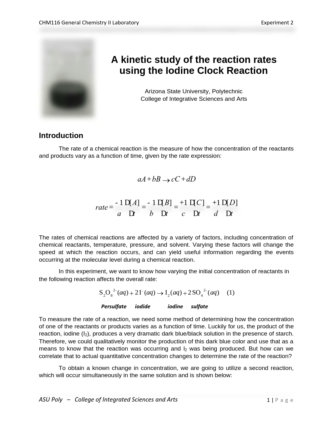 CHM116_Exp_2_Iodine Clock Reaction_description_F18.pdf_d7n7kt5s74x_page1