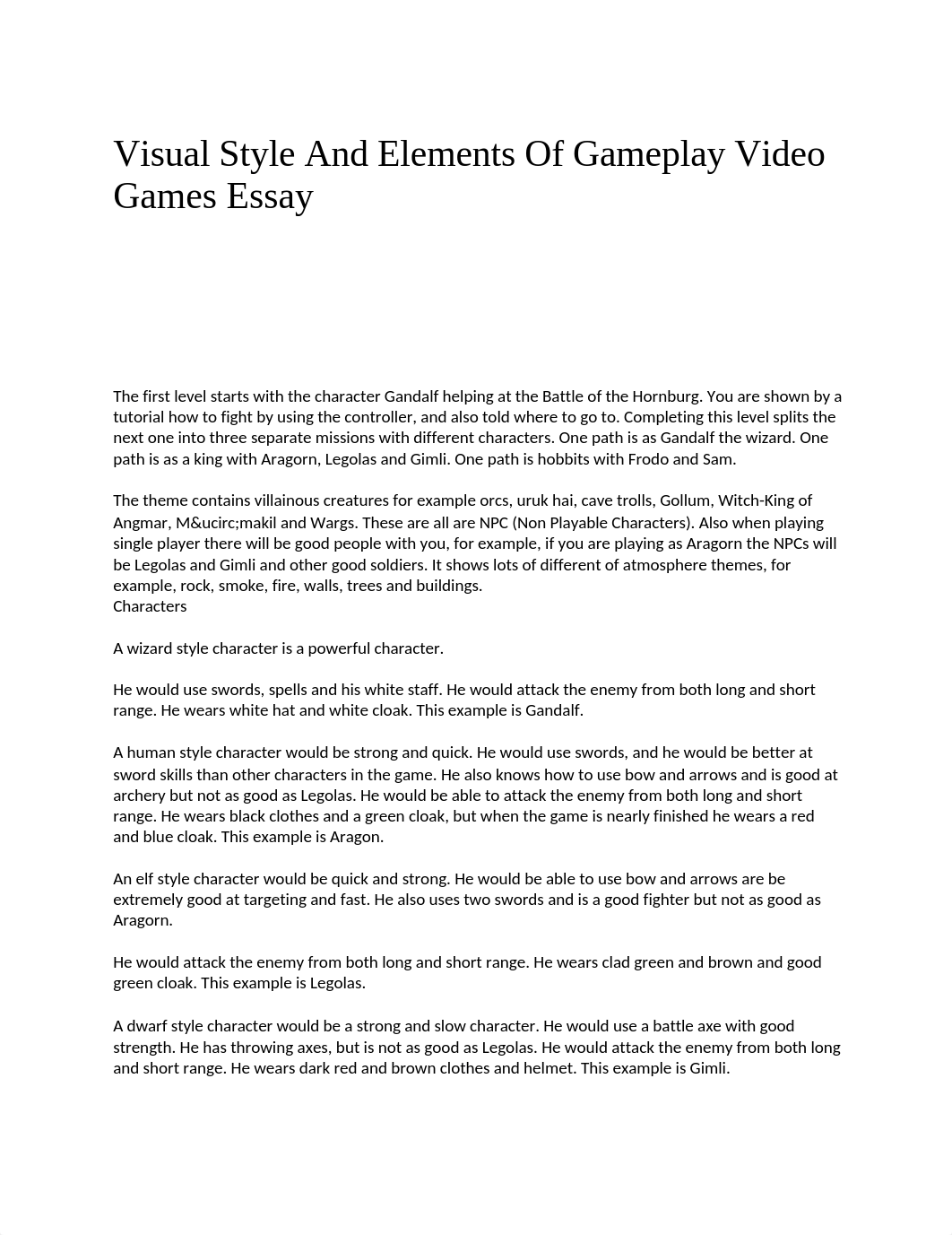 Visual Style And Elements Of Gameplay Video Games Essay.docx_d7nf46ffo2c_page1