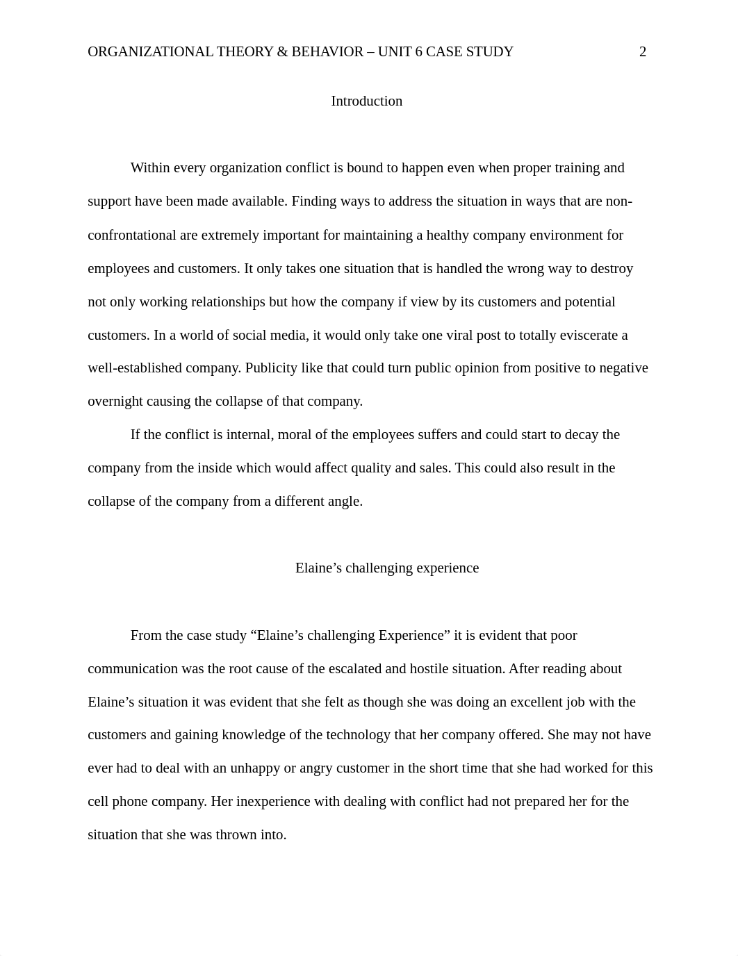 Organizational Theory and Behavior - Unit 6 Case Study - Elaines Challenging Experience.doc_d7o0bhu4pz1_page2