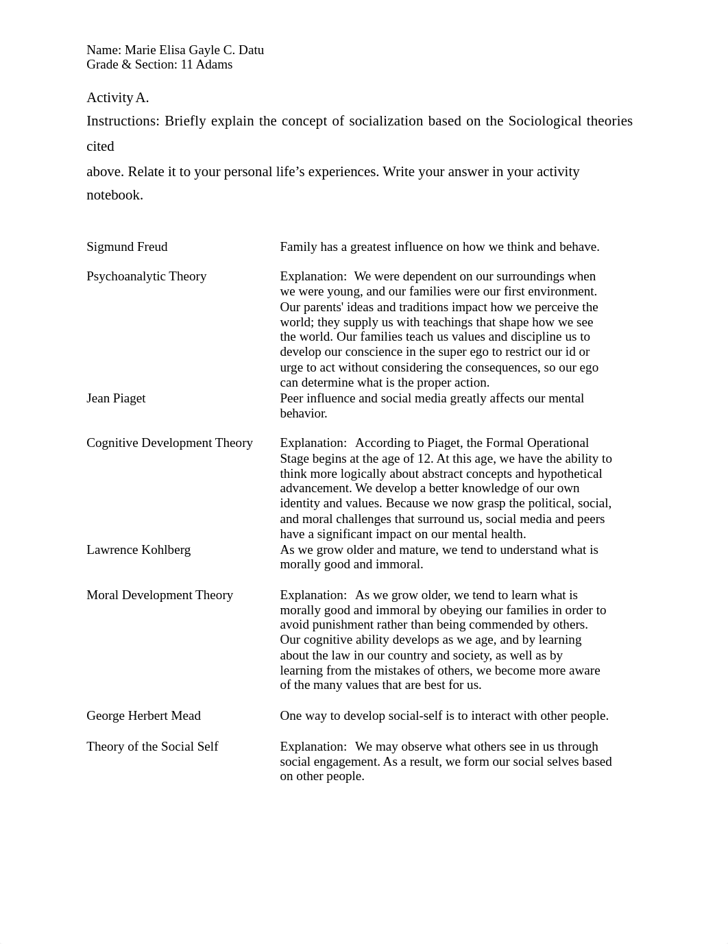 Activity A - Explain the Concept of Sociallization - Datu Marie Elisa Gayle - Copy.docx_d7o9uwm6101_page1