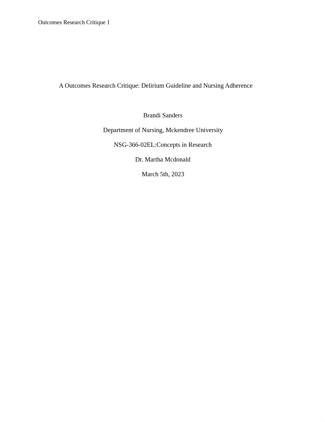 A Outcomes Research Critique_ Delirium Guideline and Nursing Adherence (1).pdf_d7oslocw9jg_page1