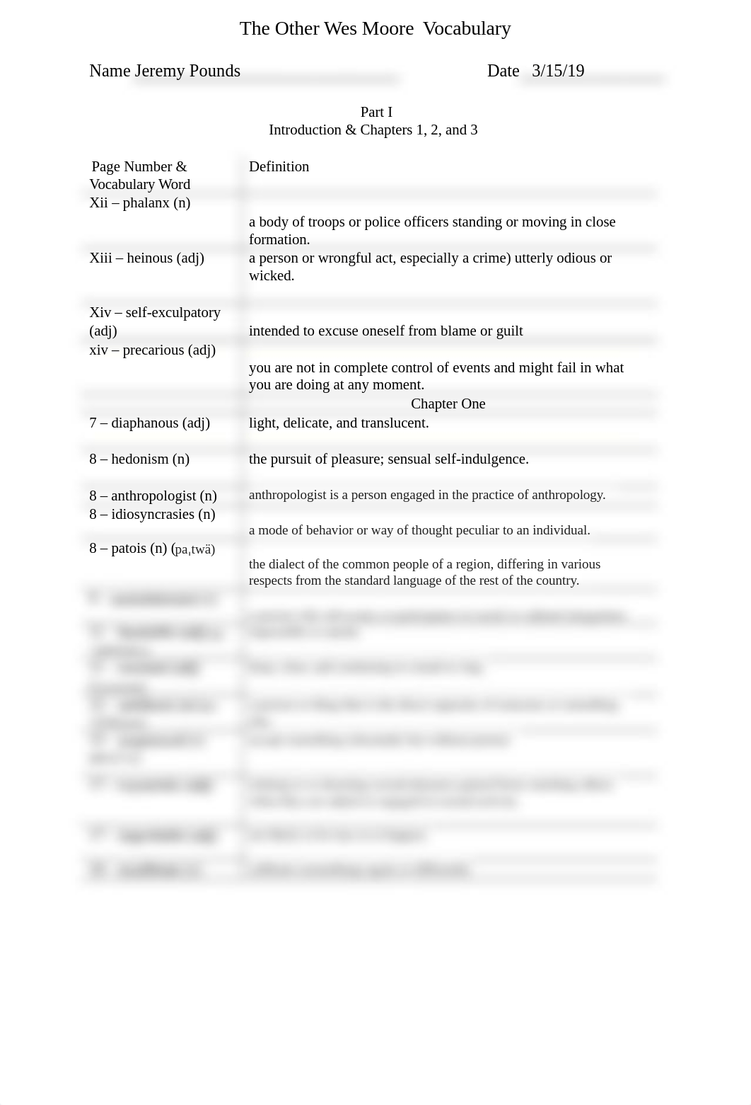 The Other Wes Moore Vocabulary Chapters 1 - 6.docx_d7ow0nhfi98_page1