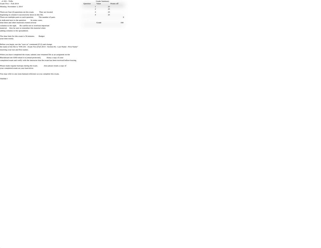 Copy of FIN 201 - Exam Two (Fall 2014 - Section H ) - Answer Key_d7pd02338iz_page1