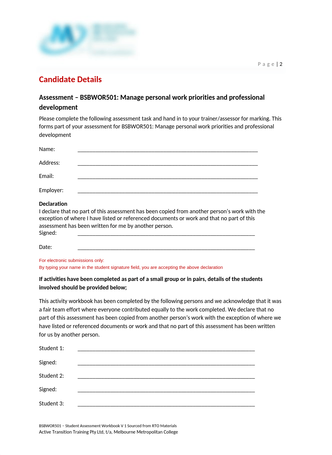 BSBWOR501 Student Assessment Workbook V1.1.doc_d7q0dtclj26_page2