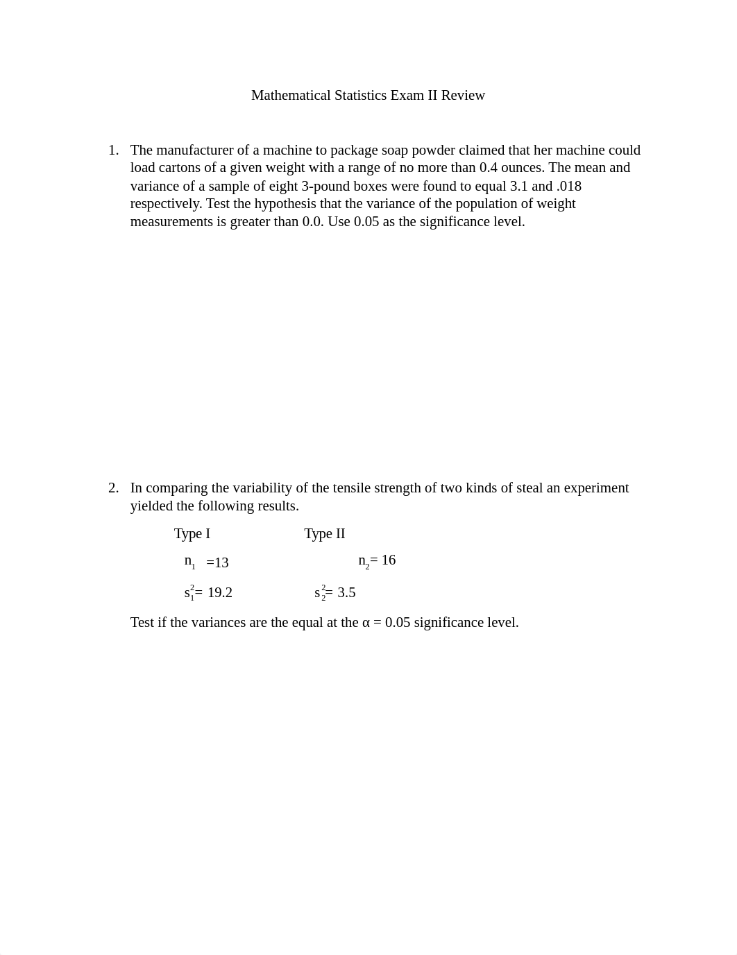 Mathematical Statistics Exam II Review.docx_d7qdff5h3th_page1