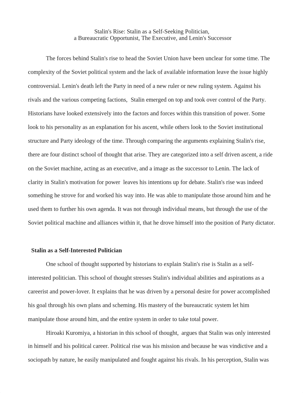 Essay Stalin's Rise Stalin as a Self-Seeking Politician_d7quvjjwmbi_page1