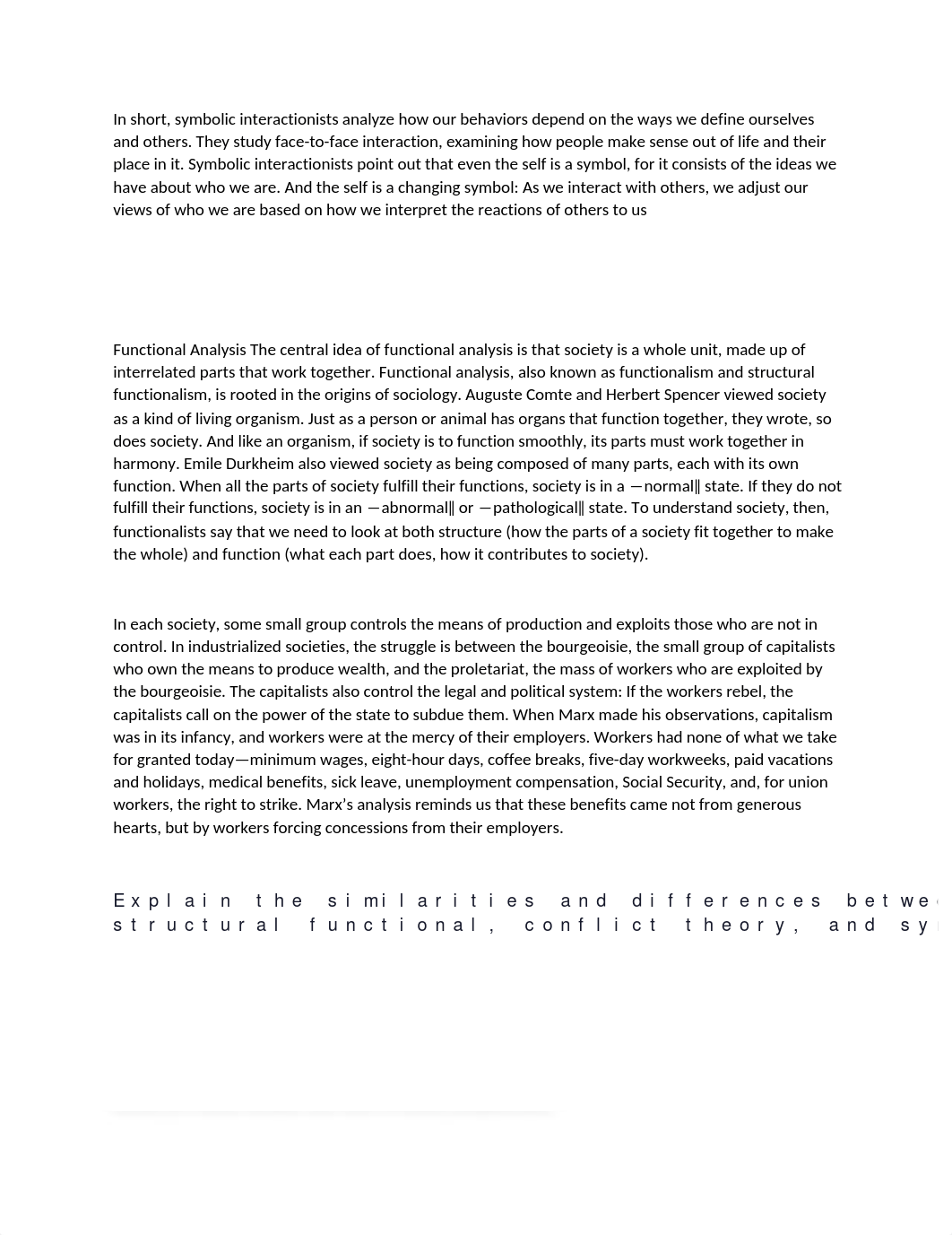 differences between structural functional, conflict theory, and symbolic interaction.docx_d7qyejij3k7_page1