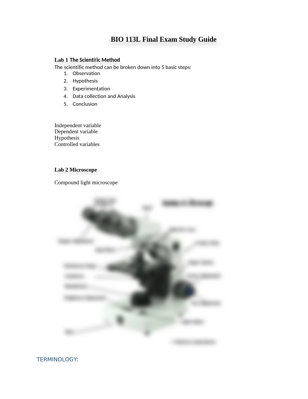 BIO 113L Final Exam Study Guide.docx_d7qz95zzzwt_page1