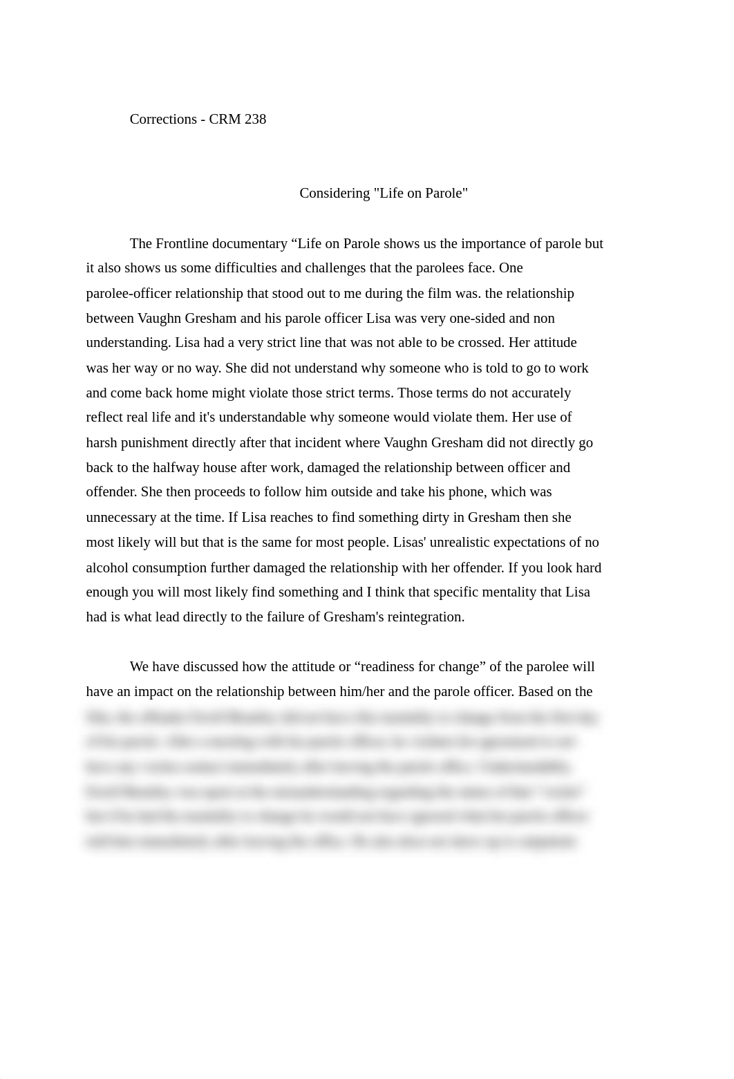 CRM 238 ESSAY 2 life on parole frontline.pdf_d7qznm7z8mv_page1