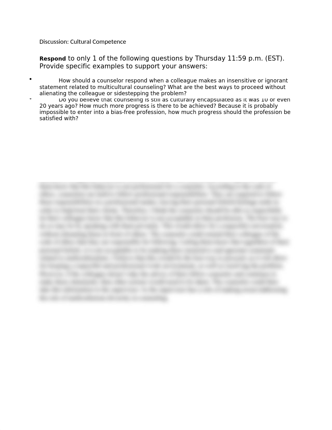 gwynedd CNS 505 cultural competence discussion .docx_d7r0d3nh24h_page1