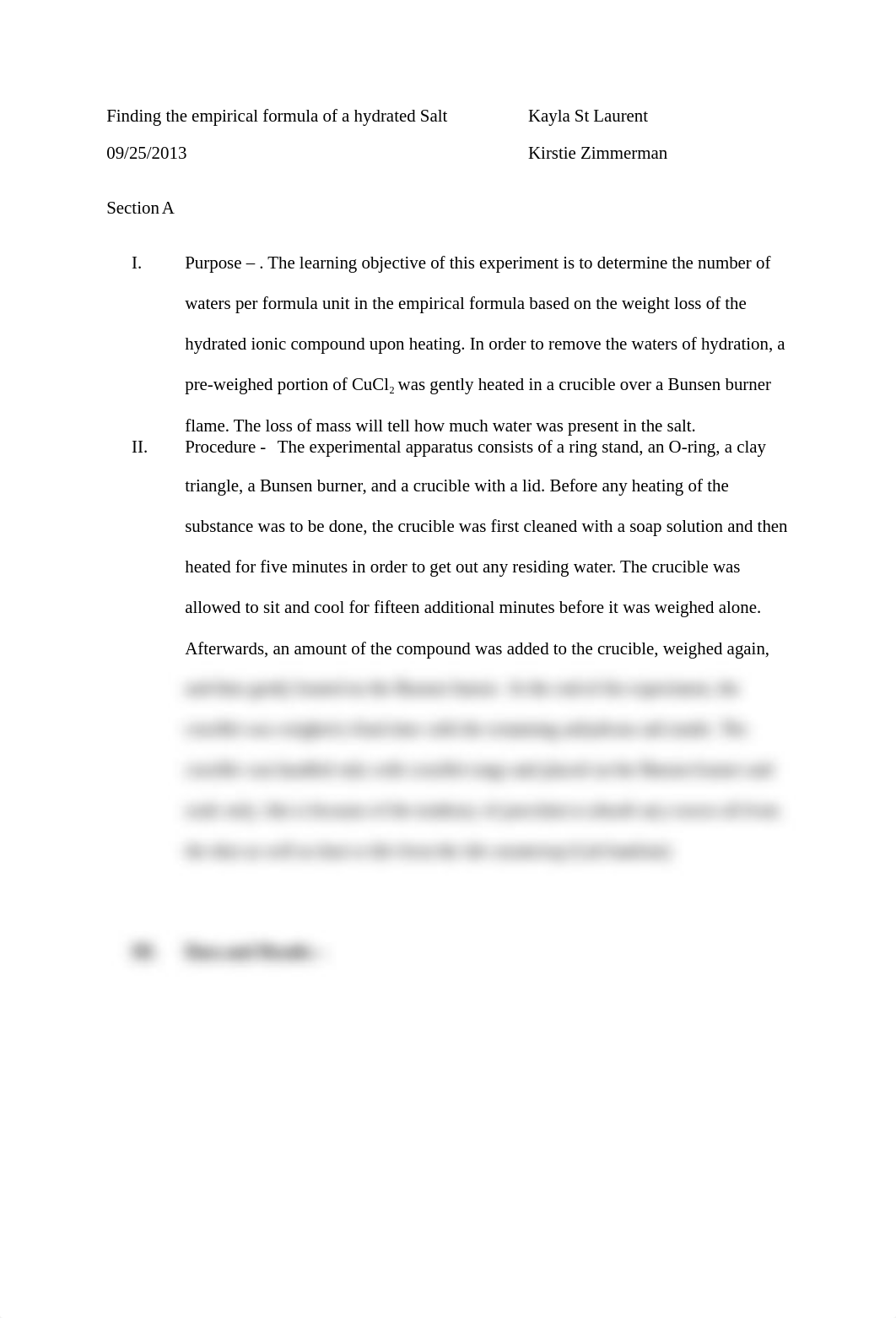 Finding the empirical formula of a hydrated Salt Kayla St Laurent_d7r5in0nv1a_page1