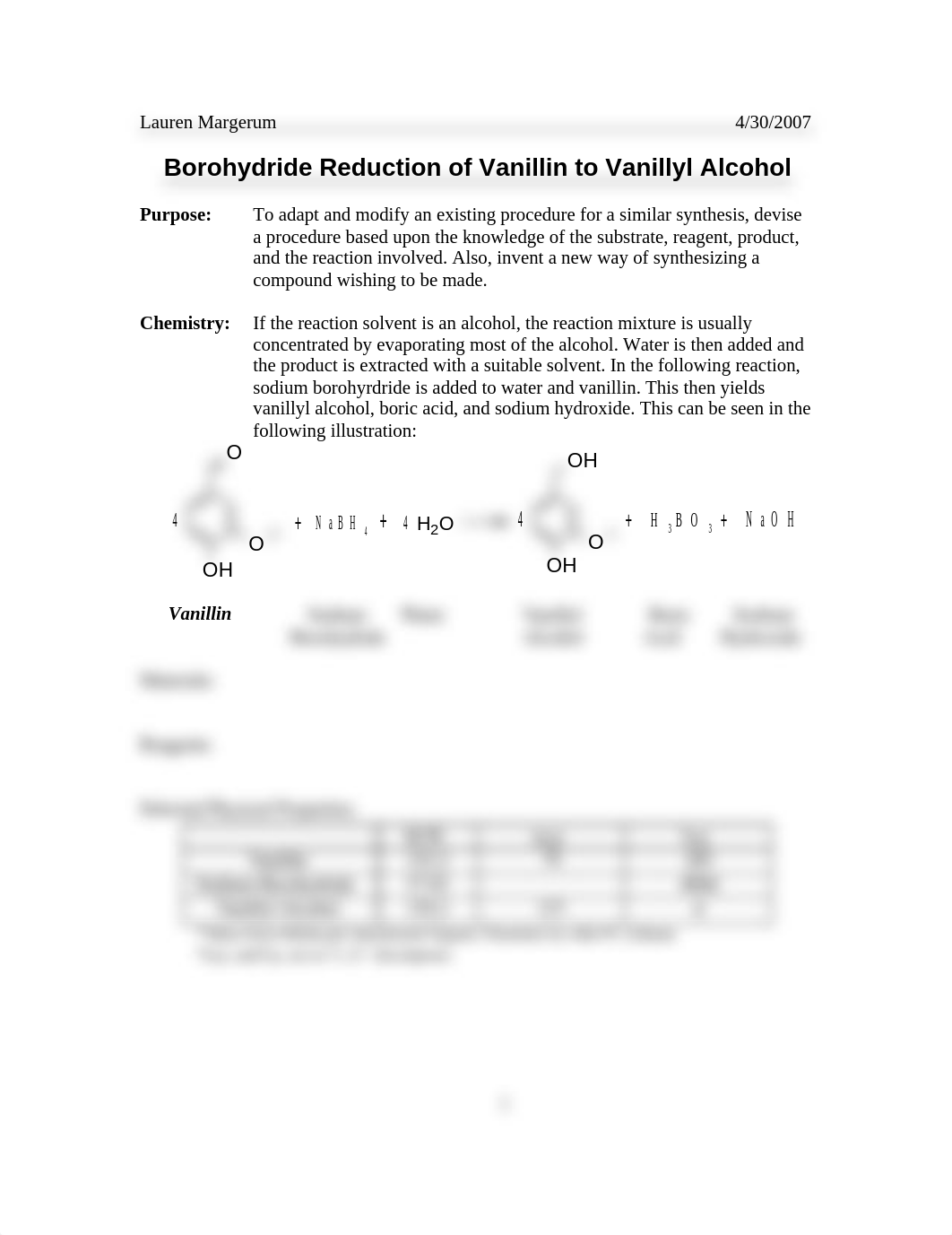 Experiment #28-Borohydride Reduction of Vanillin to Vanillyl Alcohol_d7r5jmza7zv_page1