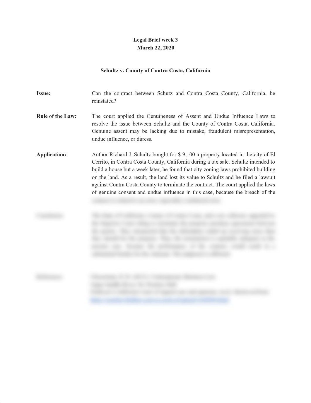 540 BUS - BUSINESS LAW - LEGAL BRIEF WEEK3 - Schultz v. County of Contra Costa, California.pdf_d7r8vnp9x1y_page1