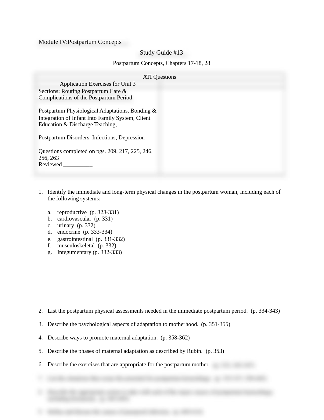 Mod IV Study Guide #13 Postpartum Concepts (1)_d7roq02485x_page1