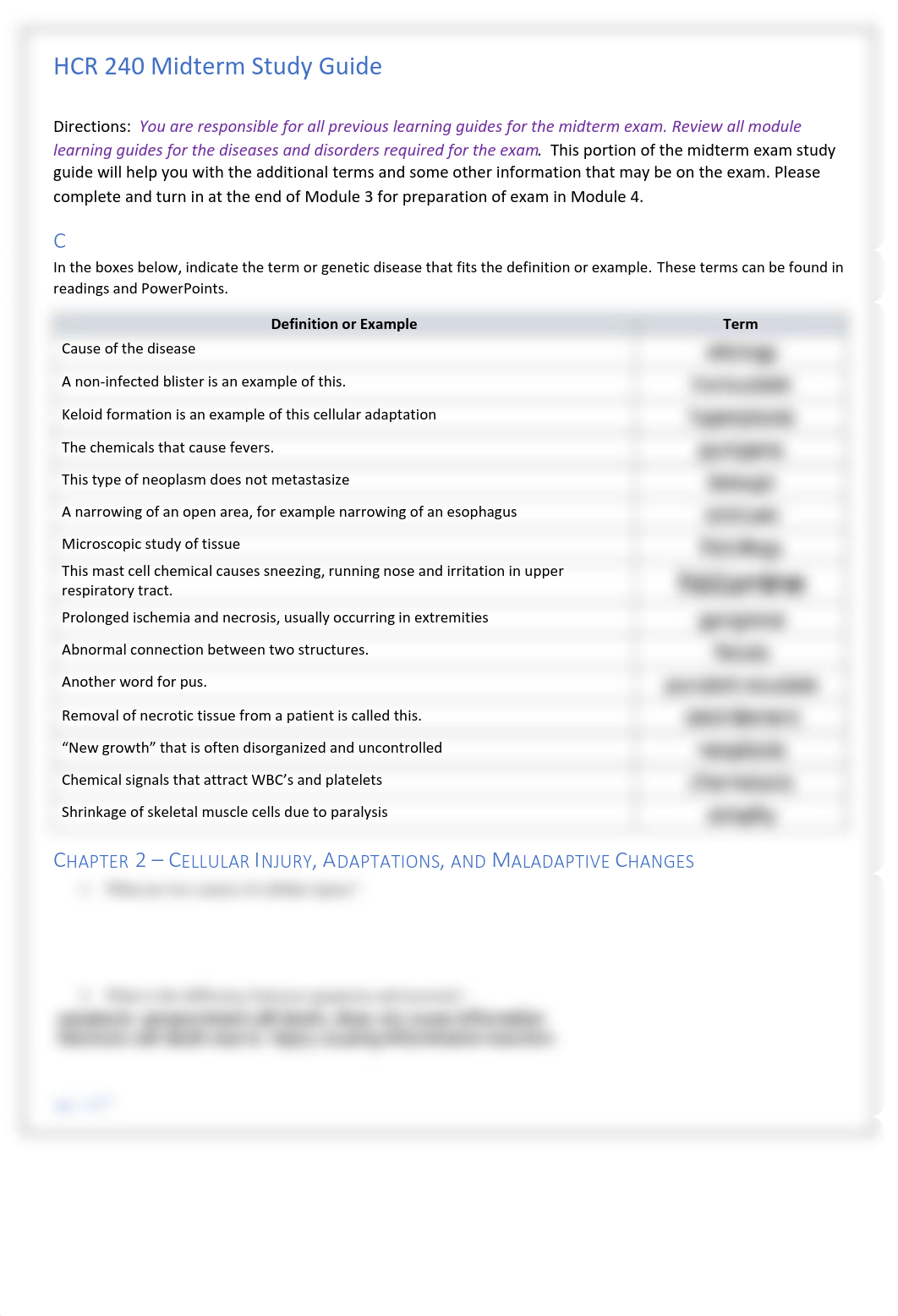 HCR 240 Module 3 Midterm Exam Study Guide..pdf_d7rvmd0jk8i_page1