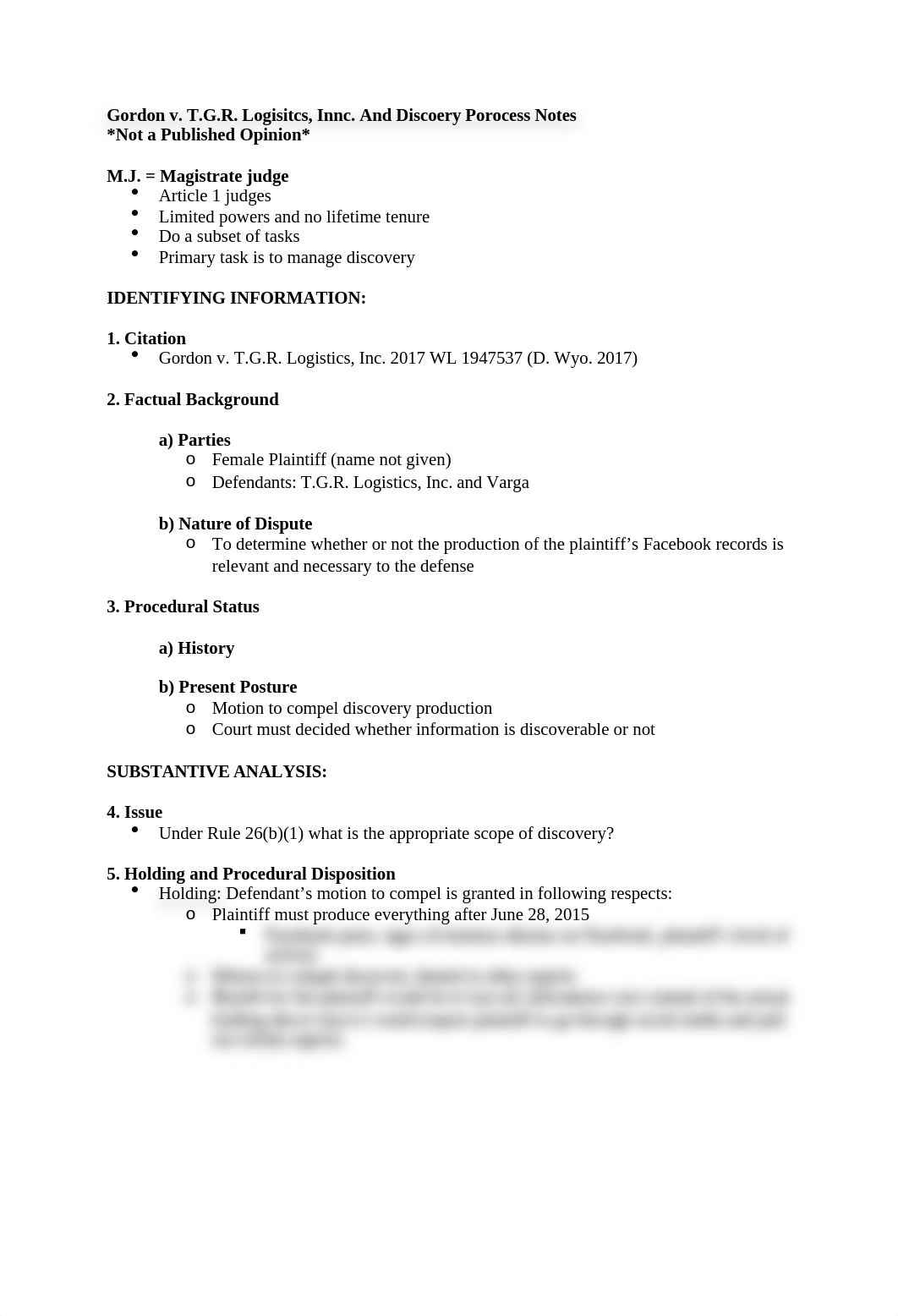 Gordon v. T.G.R. Logistics, Inc. Brief and Discovery Notes.docx_d7sayc8aoze_page1