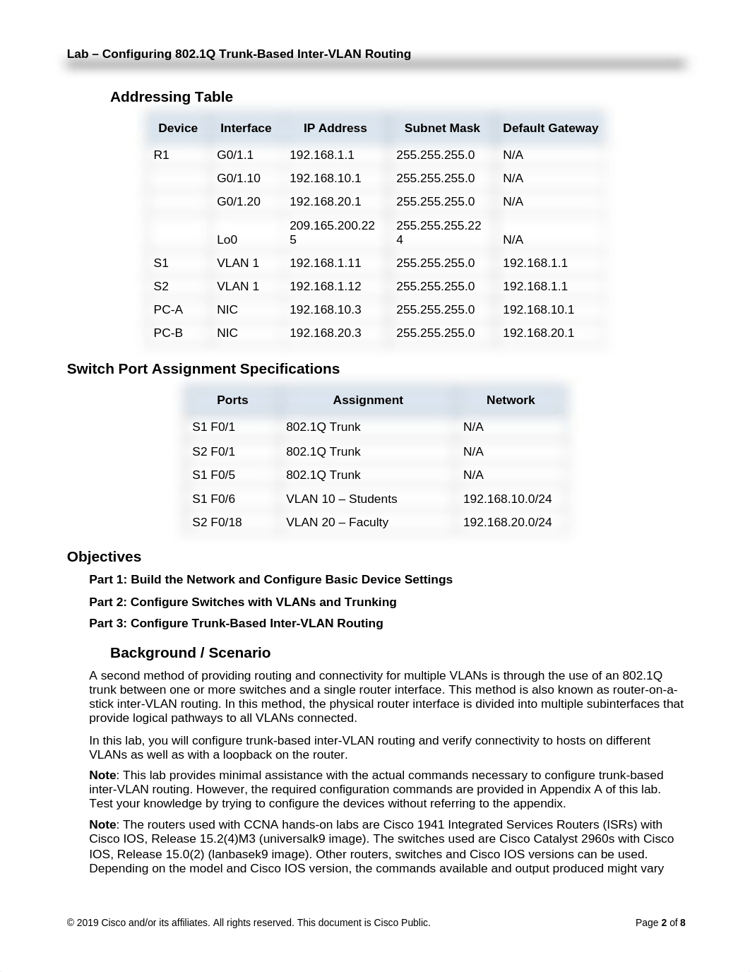 FIN6.3.3.7 Lab - Configuring 802.1Q Trunk-Based Inter-VLAN Routing.docx_d7skigwa5a3_page2