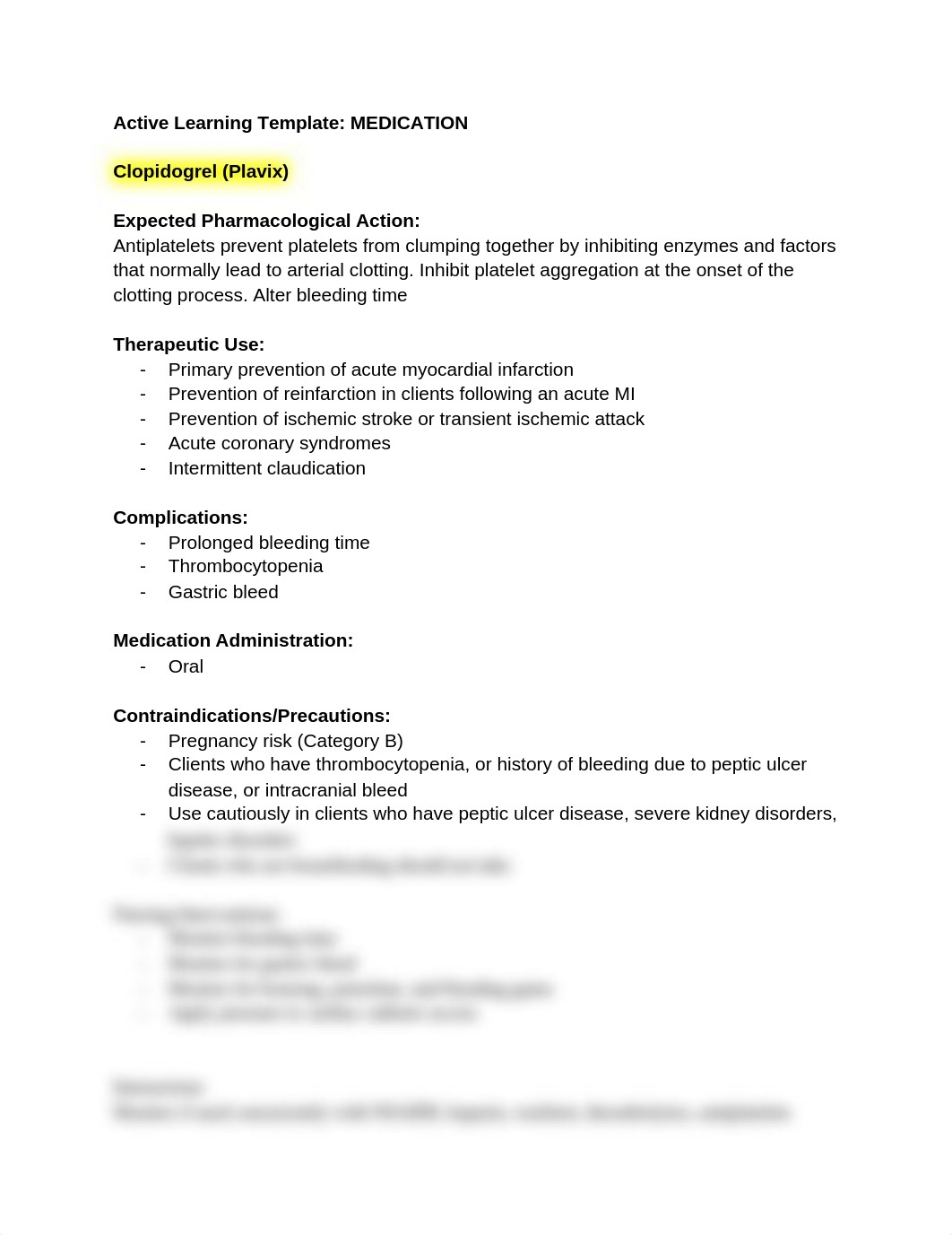 ATI MEDICATION TEMPLATE: CLOPIDOGREL (Plavix)_d7t0j2mvjd3_page1