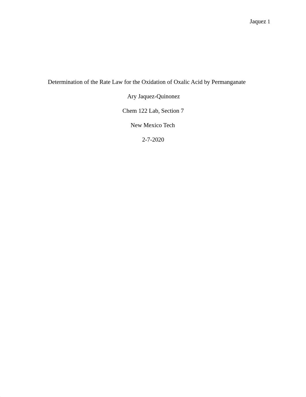 Determination of the Rate Law for the Oxidation of Oxalic Acid by Permanganate.pdf_d7t8h8zq5yp_page1