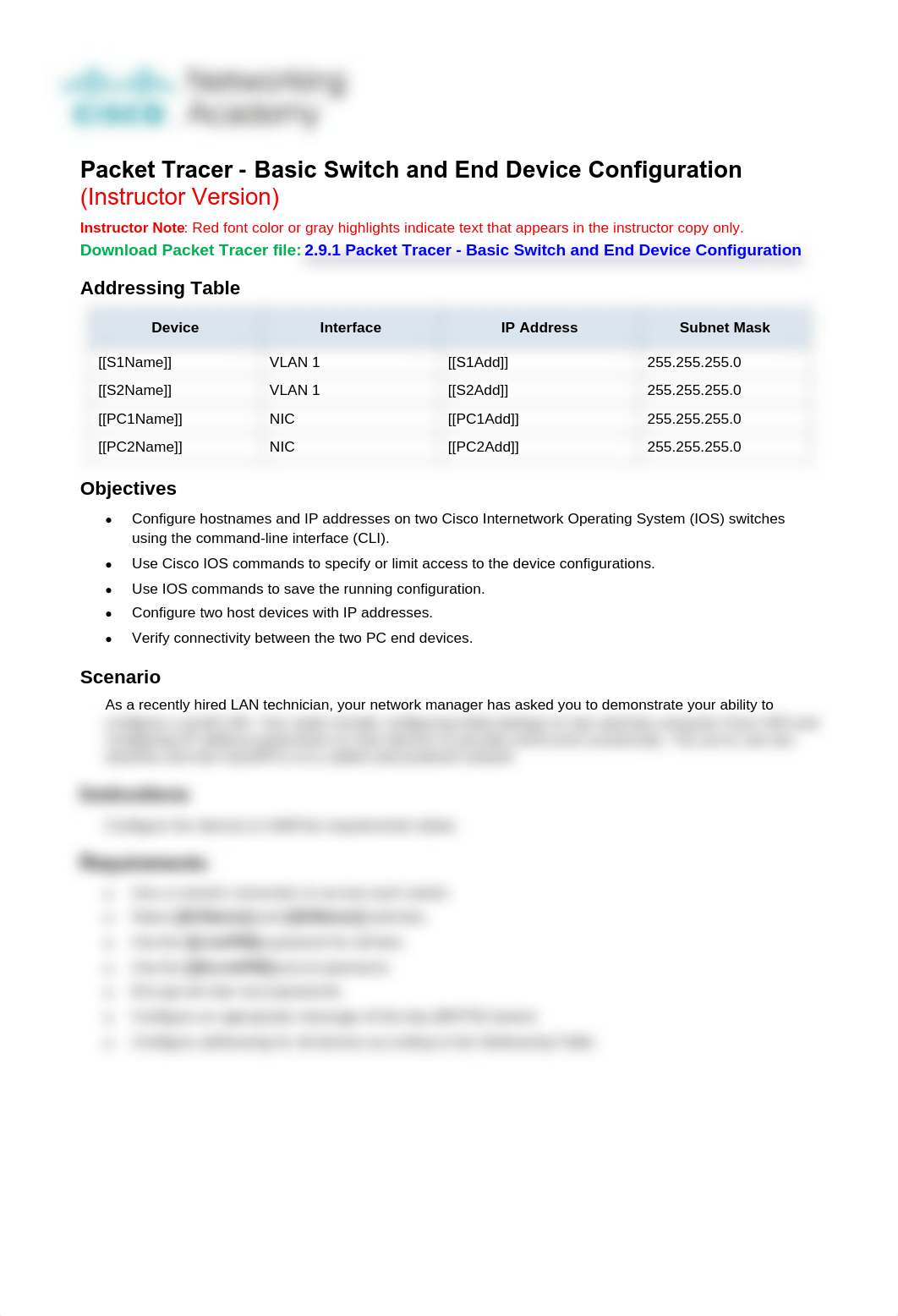 2.9.1 Packet Tracer - Basic Switch and End Device Configuration - ITExamAnswers.net (1).pdf_d7ty7kq7cbk_page1