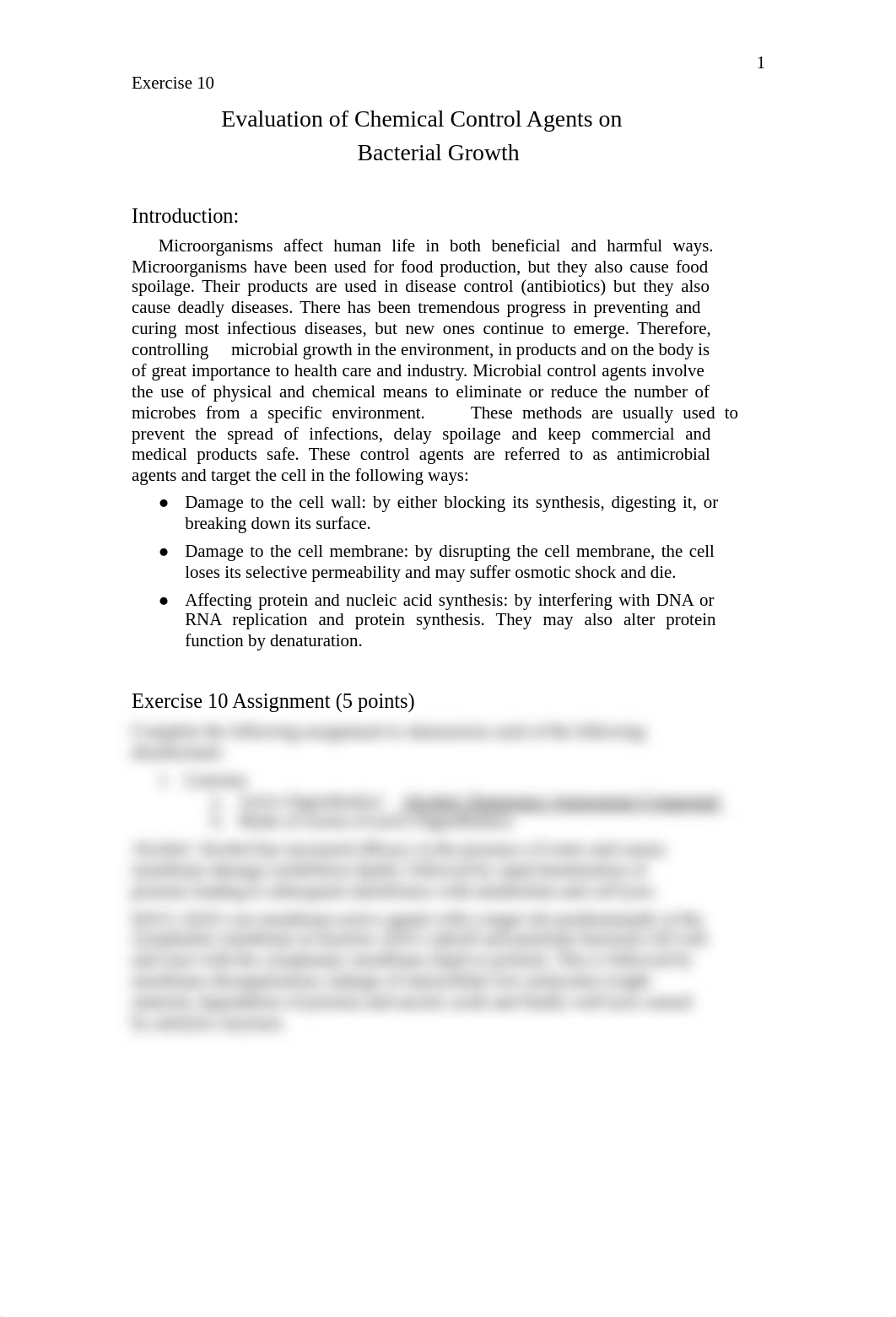 EX 10 Assignment on chemical control agents and their effectiveness on bacteria.pdf_d7uk4xmvcw1_page1