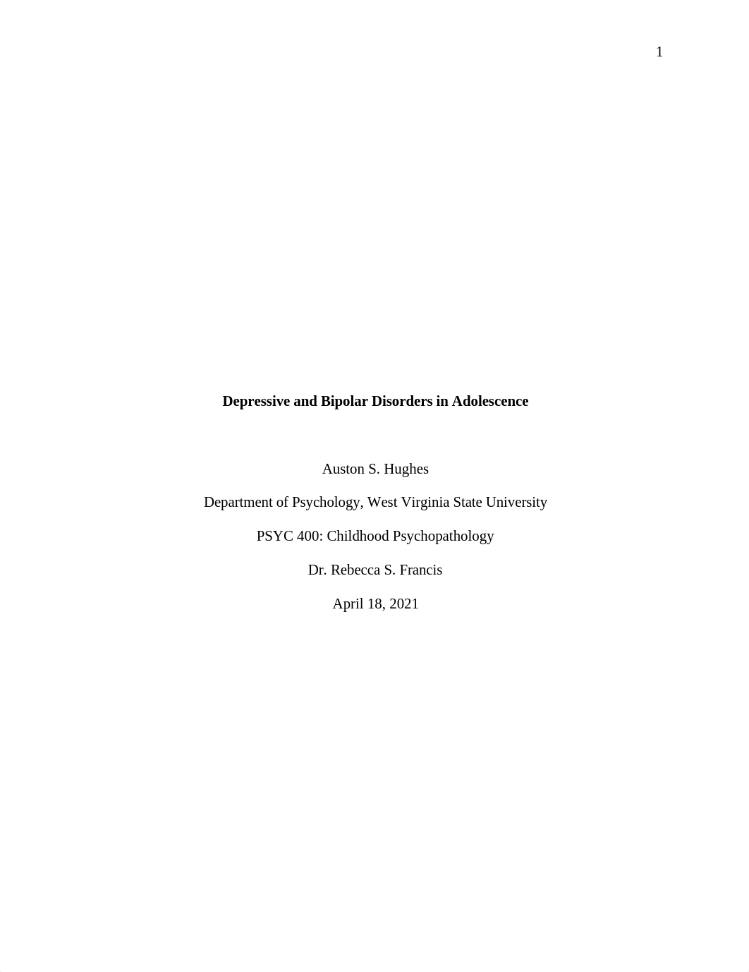 Depressive and Bipolar Disorders in adolescence - Term Paper.docx_d7uo3rf34dy_page1