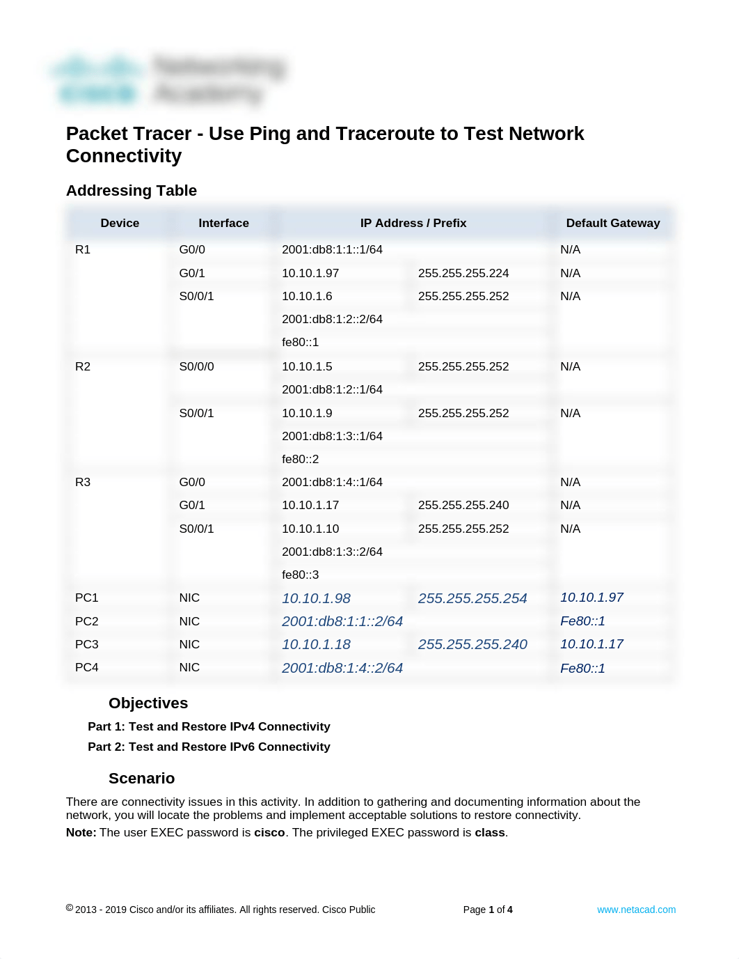 13.2.7 Packet Tracer - Use Ping and Traceroute to Test Network Connectivity.docx_d7vvnydp62i_page1