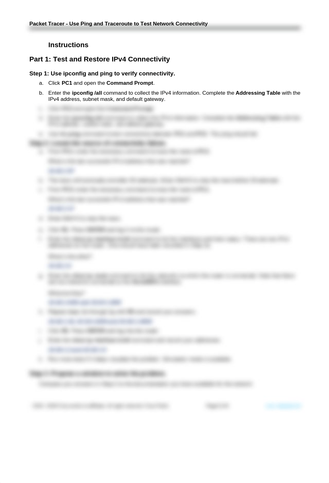 13.2.7 Packet Tracer - Use Ping and Traceroute to Test Network Connectivity.docx_d7vvnydp62i_page2