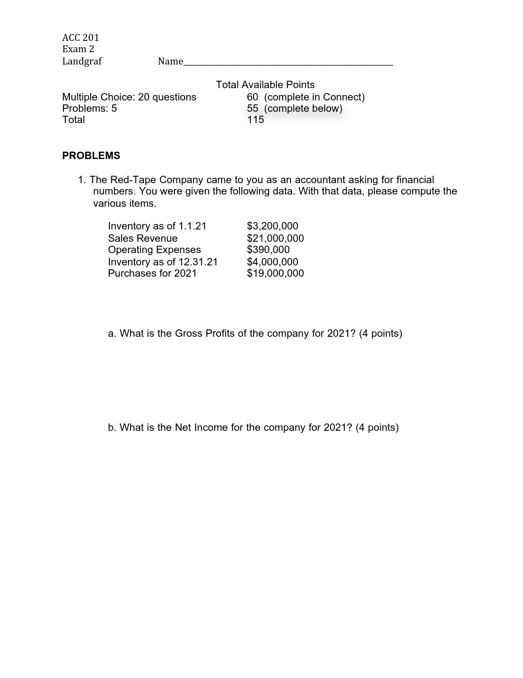 Exam 2 ACC 201 sp21 Problem Set.pdf_d7vzqcva6wy_page1